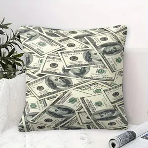 All Over US Dollar Bill Pattern Throw Pillow, Breathable Durable Square Cushion, Multi-Scene Back Rest Decor Cushion, Fit for Gaming Chair, Dorm Desk, Home Office Window Nook, Sofa Bed, Daily Rest