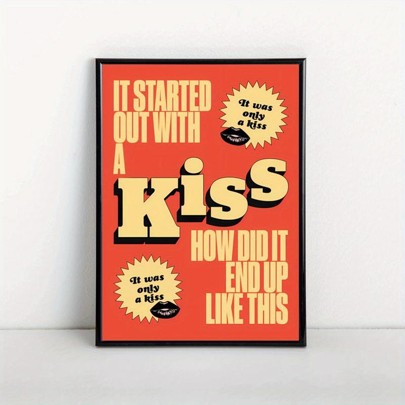 1pc Canvas Poster, It Was Only A Kiss Print, Lyrics Print Poster, Music Lover Poster Wall Art for Living Room, Wall Decor for Bedroom, Home Decor Room Decor Frameless