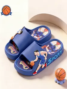 Slippers for Boys, Summer Non-Slip Soft Sole, Cartoon Pattern, Casual Style, PVC Material, Less Than Ankle Height, Bathroom & Outdoor Use, Shower Slippers