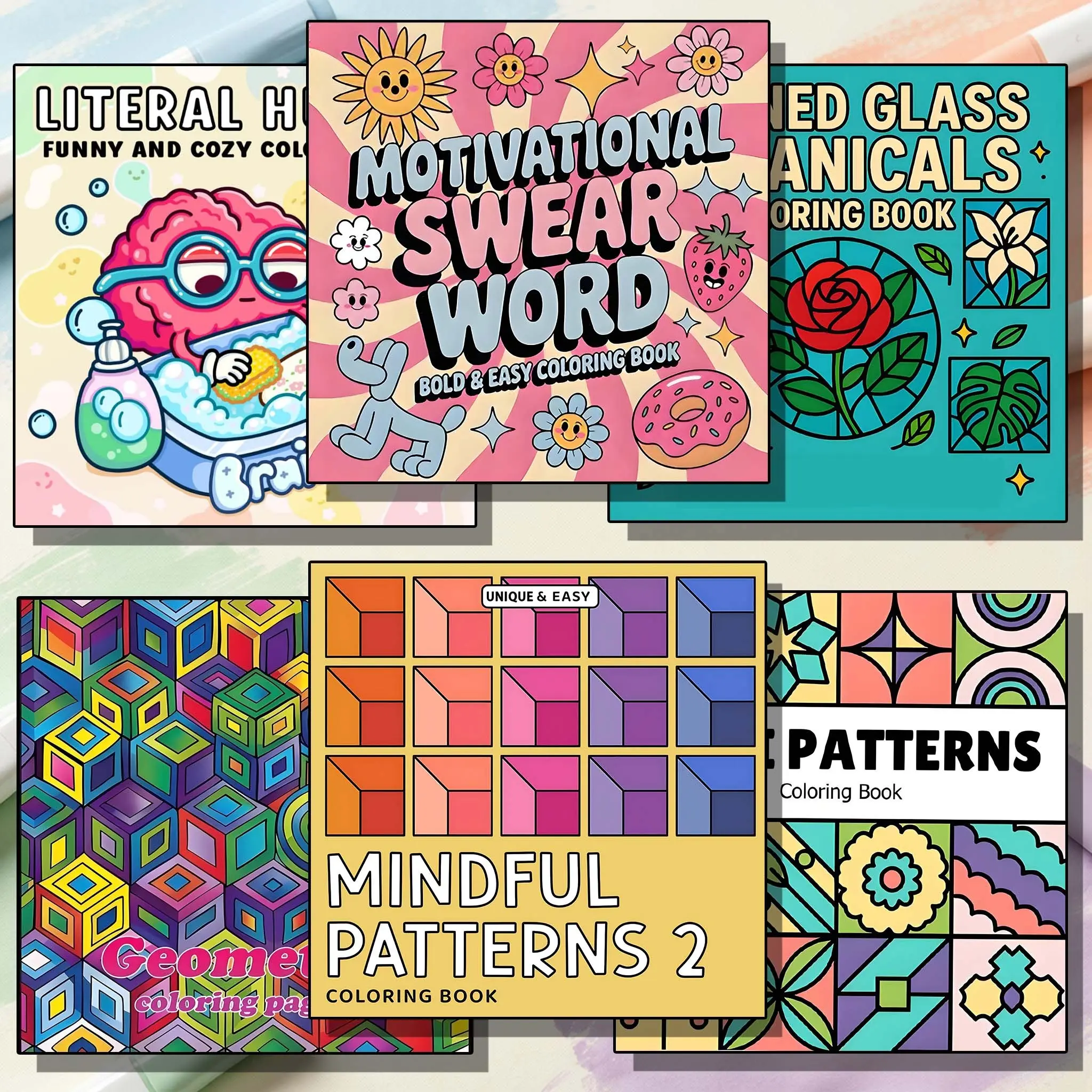 4-Piece or 8-Piece Themed Coloring Books Set, Cozy Craft Bundle, High-Quality Cute Paper Art Books with Various Patterns, Perfect for Daily Relaxation and Holiday Gifts,Suitable for relaxation and anxiety relief for both teenagers and adults