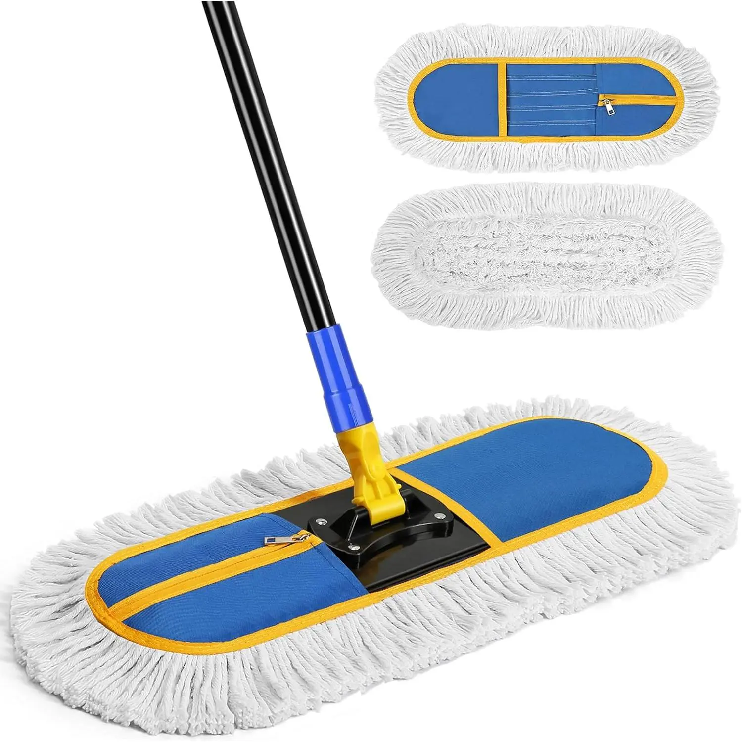 Washable Pads Dust Mop - Wet-Dry Broom Duster for Hardwood, Tile, Vinyl Floors, Blue Home Supplies Floor Cleaner