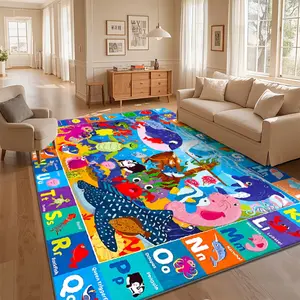 Local Delivery Multi Sizes Polyester Vibrant Underwater Aquatic Cartoon Style For Living Room Bedroom Nursery Playroom Washable Non Slip Boho Farmhouse Runner Rug