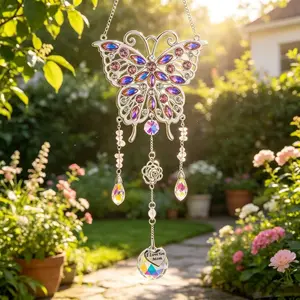 Butterfly Crystal Sun Catcher, Hanging Prism, Rainbow Light Projection Decor, Mother's Day Gift, Outdoor Garden Decoration, Wind Chime