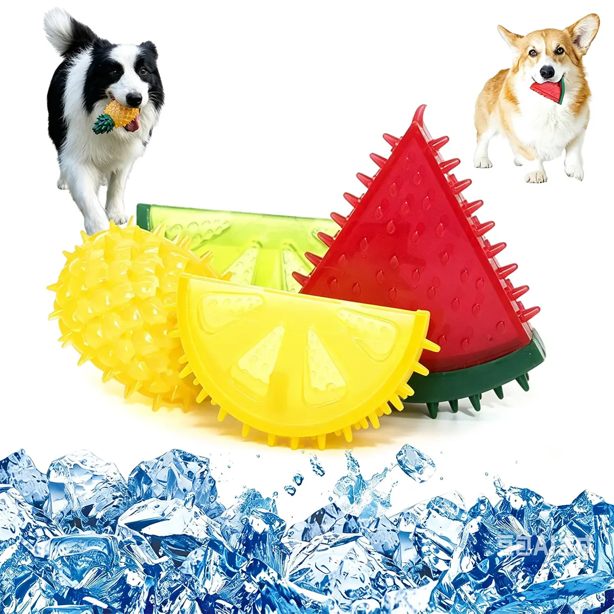 Dog Cooling Chew Toys - Freezable Fruit-Shaped TPR Teethers with Teeth Cleaning, Cooling Relief, Oral Health Benefits for Small-Medium Breeds, Floating Pet Toy