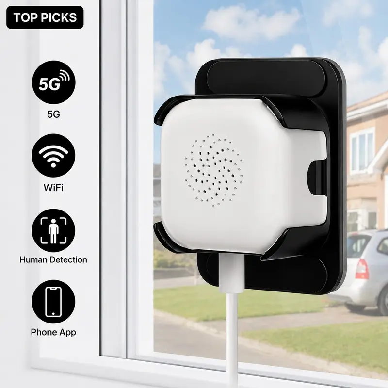 Window Camera 3MP 2K HD, Smart Indoor Security Camera with 2.4GHz/5GHz WiFi, Color IR Night Vision, Human Motion Detection, Two Way Talk and App Control for Home Monitoring