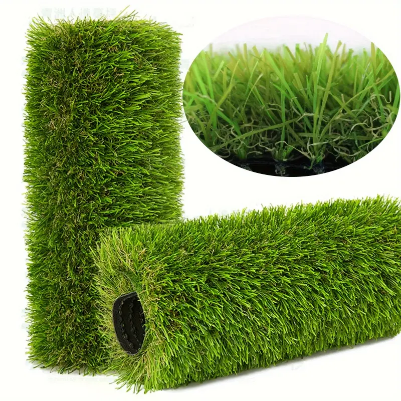 2Pcs 19.69x118.11in Artificial Grass Mat 1.38in Height Green Synthetic Turf with Drainage Holes Indoor Outdoor Pet Play Mat for Lawn Landscaping Balcony Home Decoration Fencing Companion