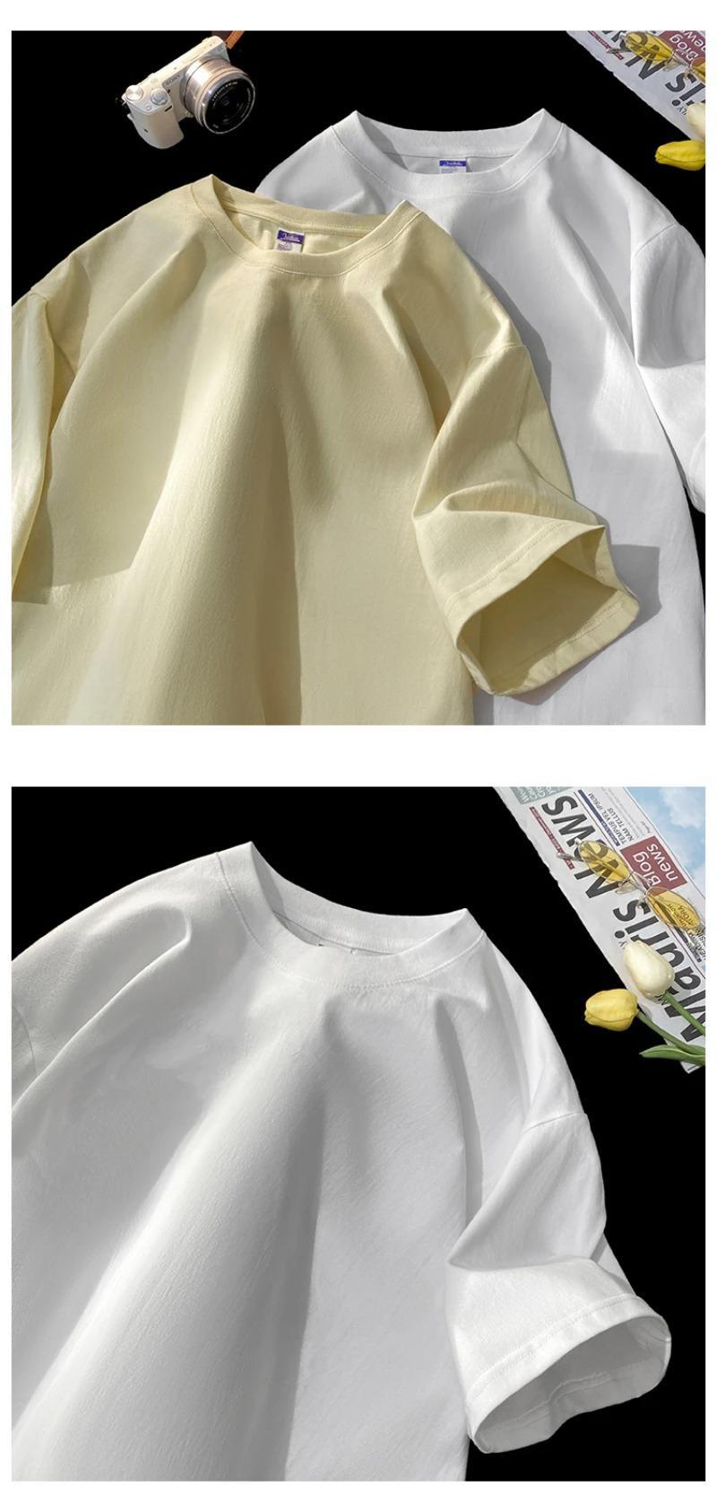 New Summer Solid Color Loose Short Sleeve T-shirt Pure 100%Cotton T-shirt Men and women Casual Oversize O-neck Tees Male Tops Men Clothing