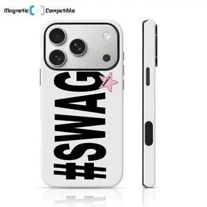 [Magnetic Compatible] SWAG Script Cool Design Phone Case For IPhone 17 Pro Max/16 Pro/15Pro Max 15/14/13/12Max & Samsung S25 Ultra All Models, Double-Layer TPU Shockproof Protective Cover