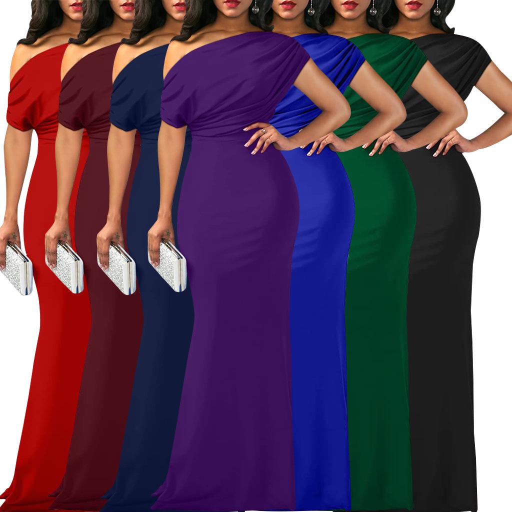 2024 Spring Women Elegant Sleeveless Off Shoulder Bodycon Long Formal Party Dress