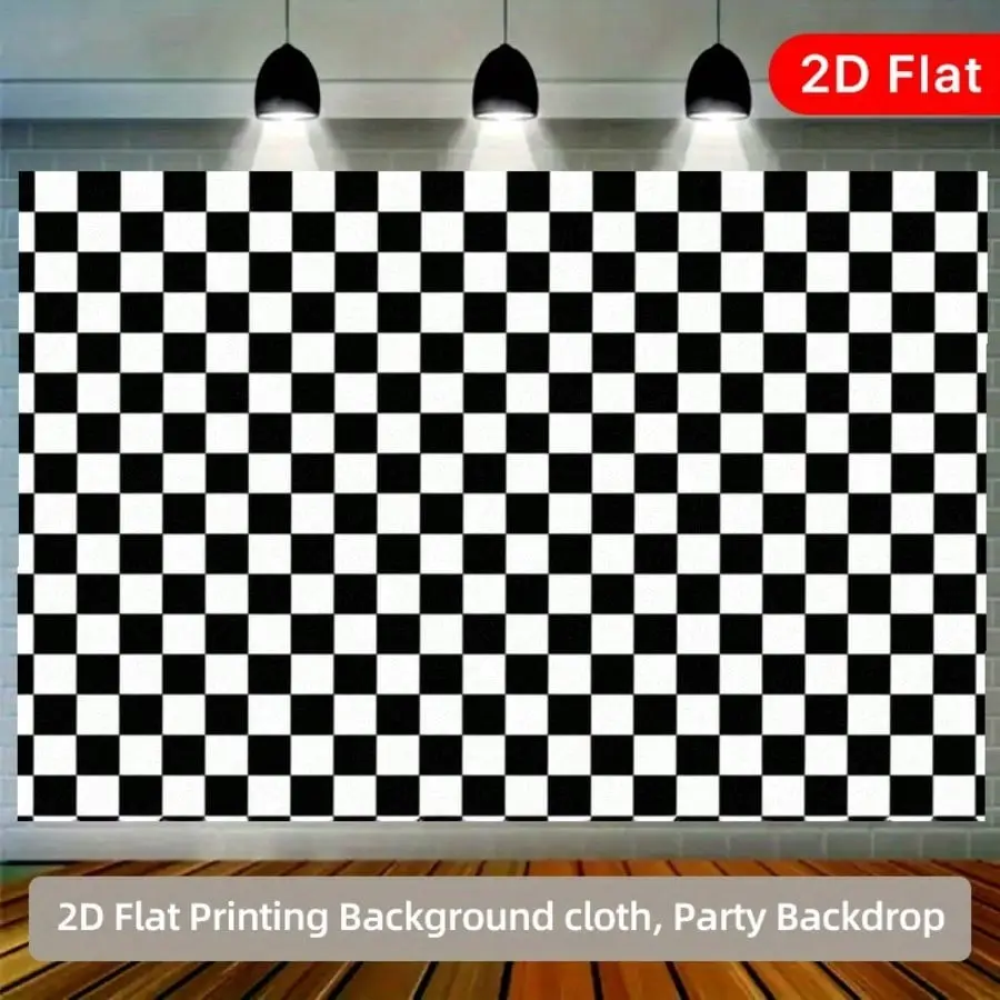 2D Polyester Checkered Background Cloth, Classic Pattern Hanging Banner, Party Decor, Indoor Outdoor Wall Decoration