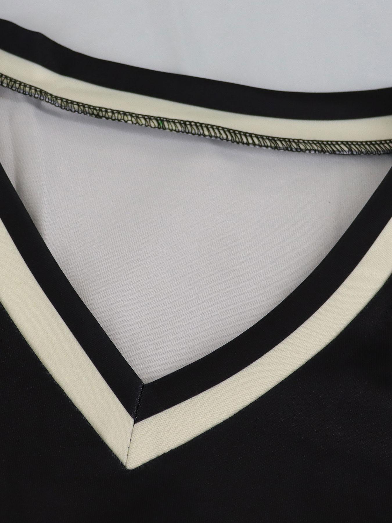 Plus Size V Neck Long Sleeve Top Dress, Casual Street Style Loose Fit, Trendy Versatile Women's Clothing, Figure Pattern Design, Knit