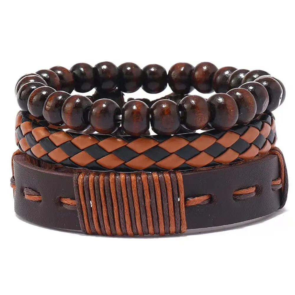 manacles bracelet, Unisex Multilayer Leather Bracelet Set, Handmade Braided Vintage Wristband, Adjustable Trendy Stackable Hand Rope for Men Women