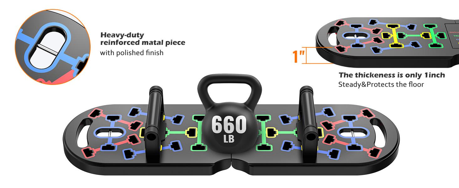 THE WELL KEPT Portable Home Gym Workout Equipment, Push Up Board, Pilates Bar & Fitness Accessories with Resistance Bands for Upper Body Strength Training Full Body Workout at Home