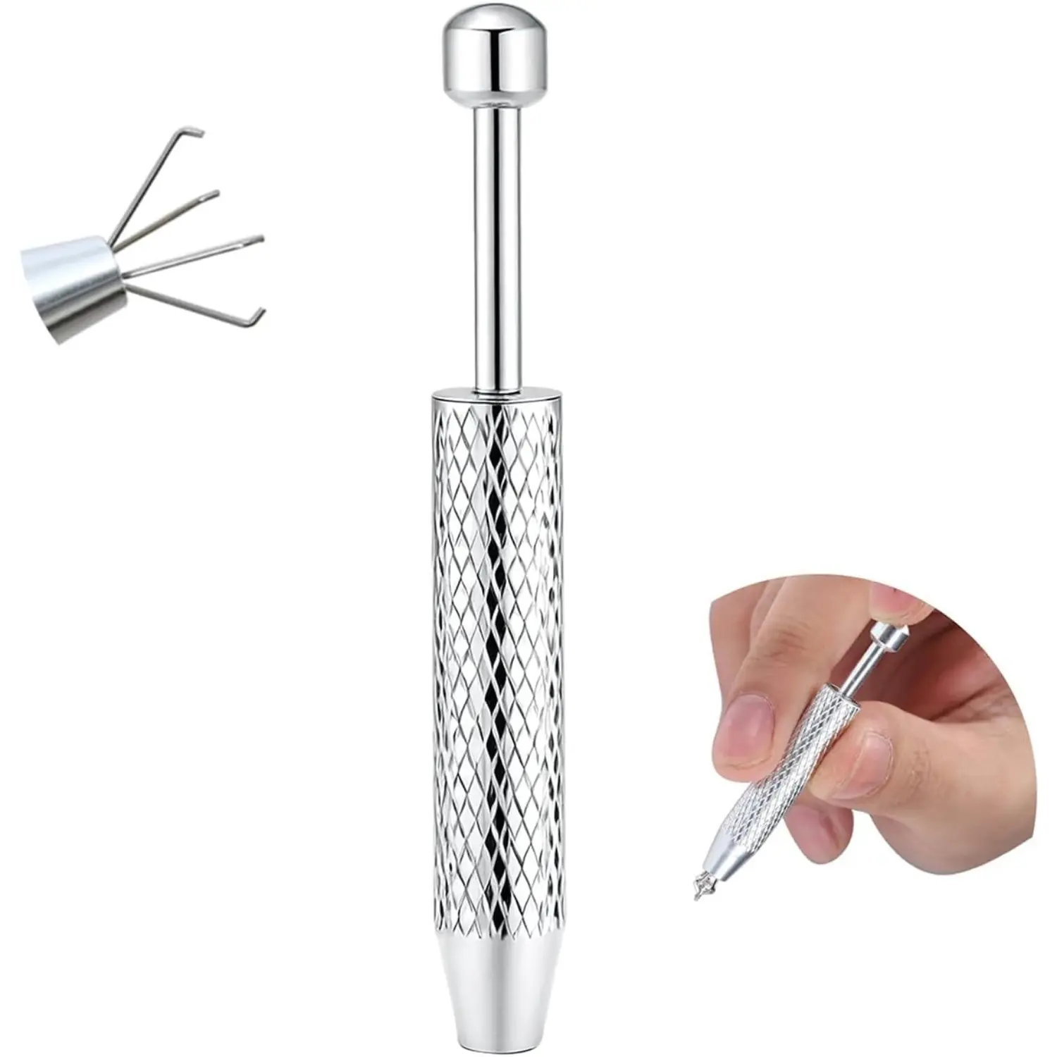 FIASASO Piercing Taper Ball Grabber Tool for Changing Jewelry - 14G 16G 18G 20G Stainless Steel Flat Back Earrings Applicator Tool Threadless Insertion Pin Thread Body Piercing Kit for Ear Nose Lip