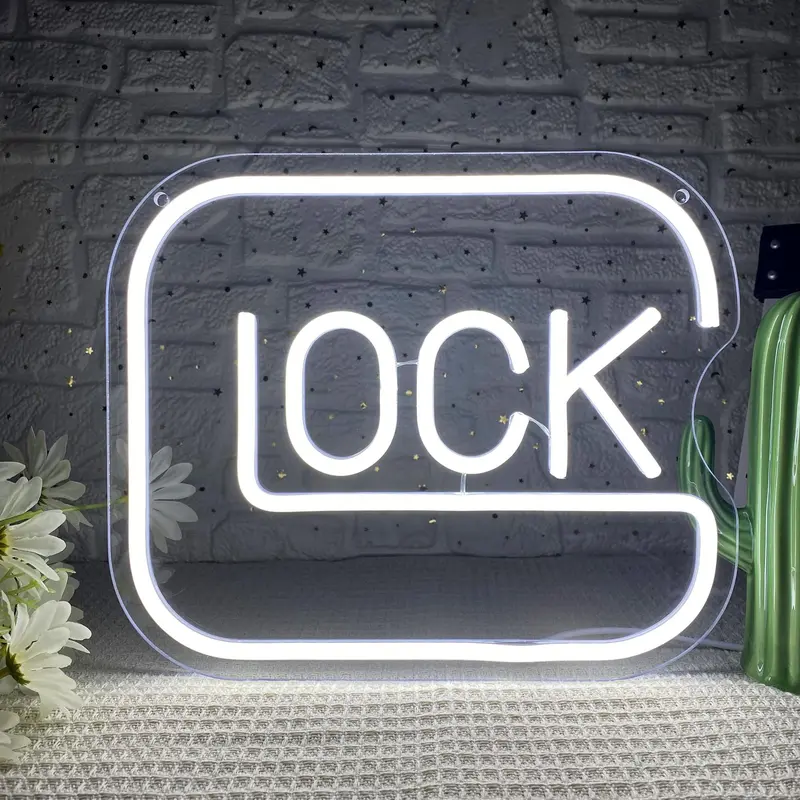 LOCK Letter LED Neon Sign, USB Powered Neon Light, Cool Lights, Novelty Decor Neon Lamp for Man Cave Bedroom Game Room Bar, Birthday Gifts for Collectors & Fans