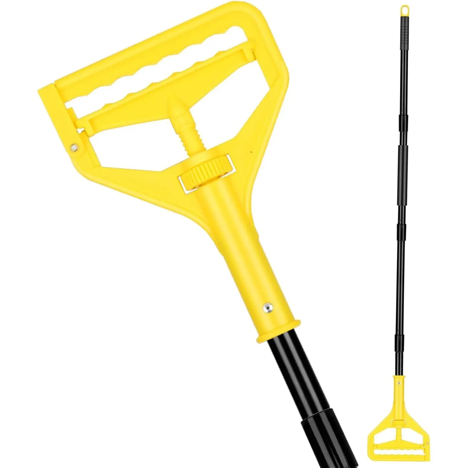 Heavy Duty Commercial Mop Handle, 58" Industrial Mop Stick, Wet Mop Head Replacement Holder for Professional & Industrial Floor Cleaning, Yellow