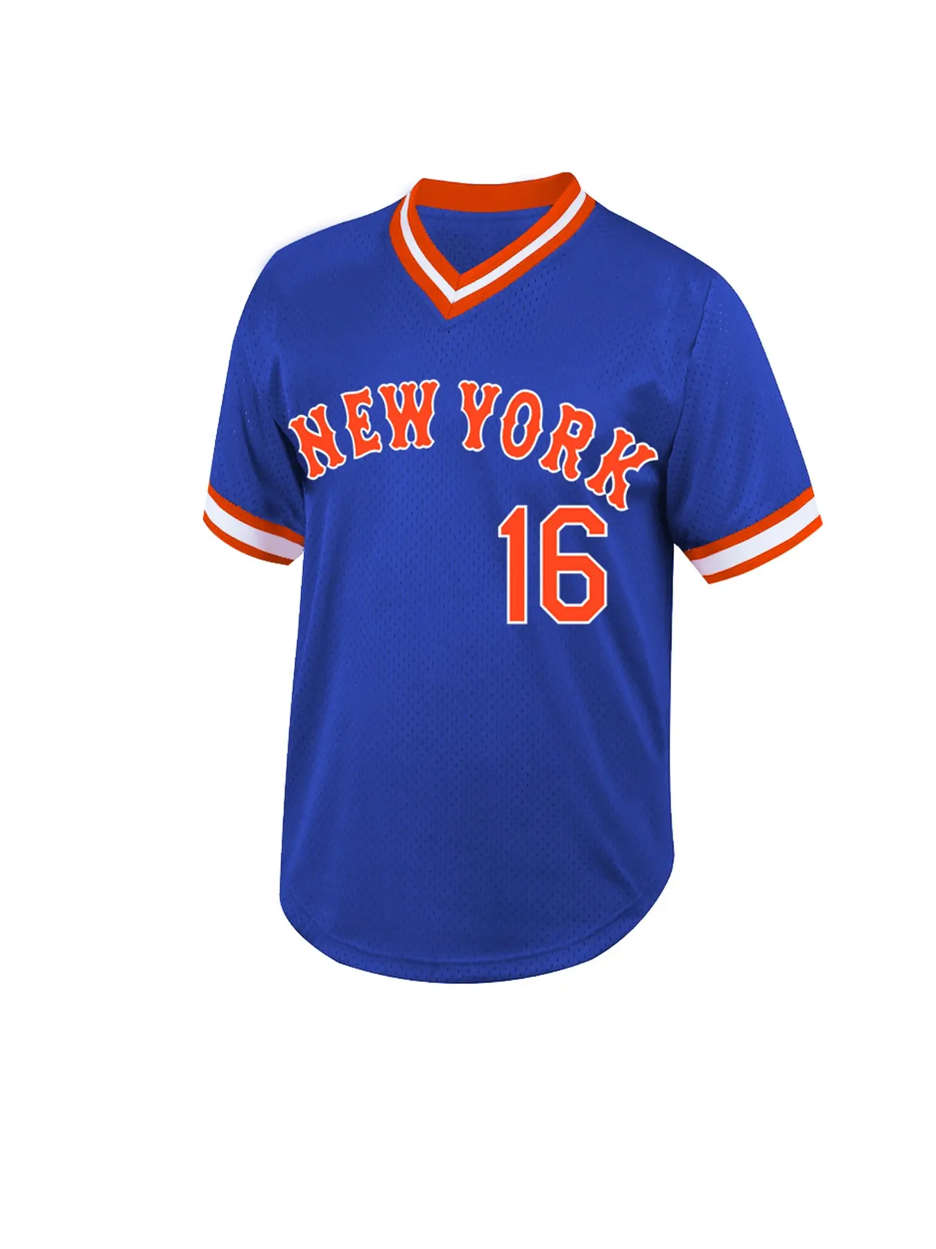 Men's Baseball Throwback Jersey 16 Blue Vintage Embroidered Casual Training T-Shirt, Sporty V-Neck Short Sleeve, All Seasons Loose-Fit