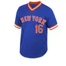 Men's Baseball Throwback Jersey 16 Blue Vintage Embroidered Casual Training T-Shirt, Sporty V-Neck Short Sleeve, All Seasons Loose-Fit
