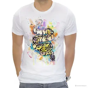 Pastel Ball Python T-shirt, Unisex T-shirt, ring spun Cotton , watercolor print T-shirt, T shirt art, T shirt animal,