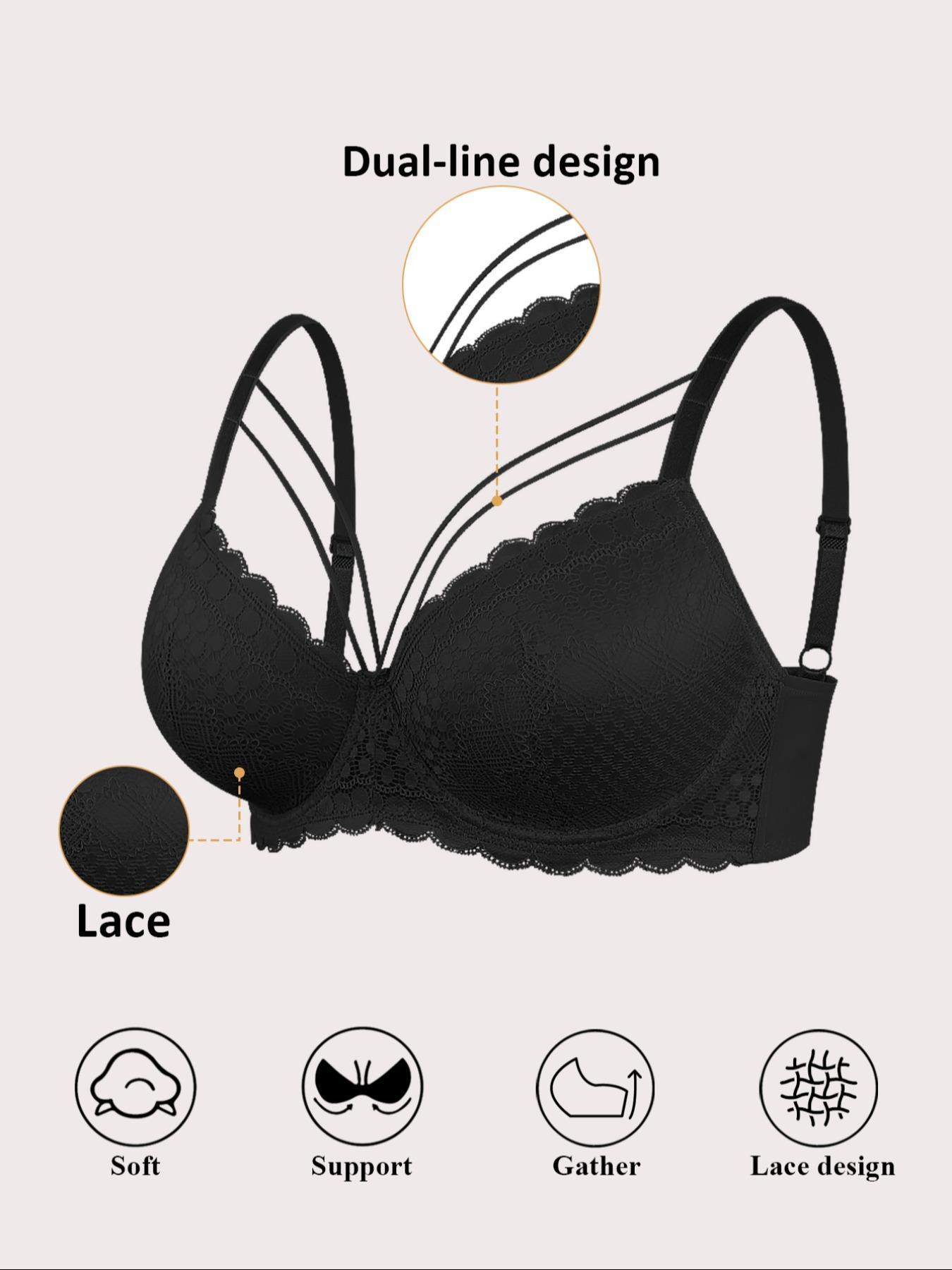 【Plus Size】 Solid Color Push Up Bra, Comfort and Fit Breathable Seamless Underwire Bra, Women's Lingerie for All Seasons