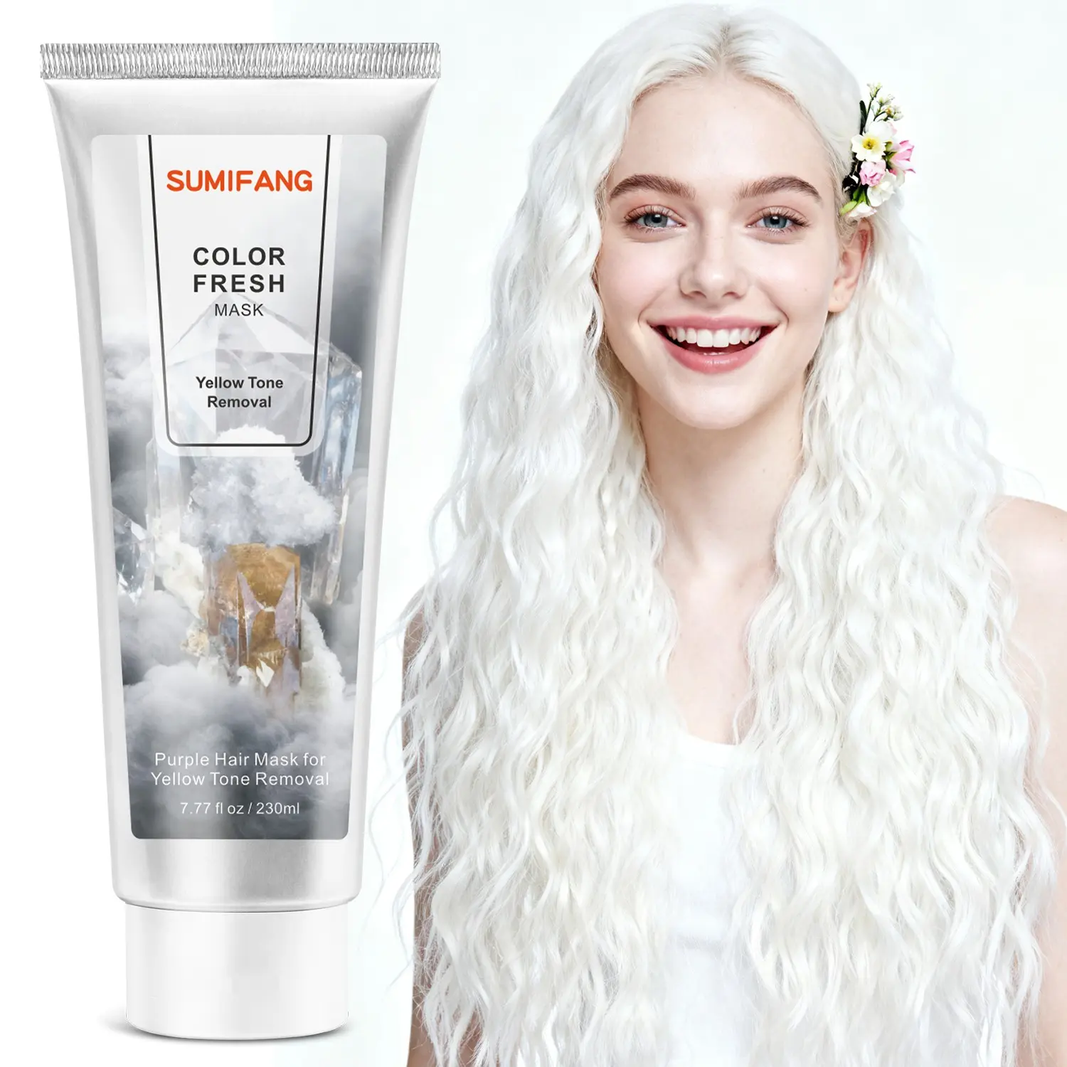 230ML Corrector Hair Mask, Hair Masque, Hair Treatment Mask, Neutralizes Brass Tones, Ideal for Blonde, Platinum Blonde, Silver Color Hair, Balances Warm Undertones
