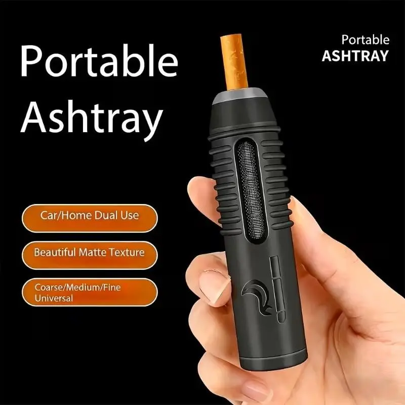 Portable Car Ashtray, Dual Design Smoke and Residue Prevention, Compact Mouthpiece for Car and Home, Versatile Use, Essential for Road Trips, Threaded