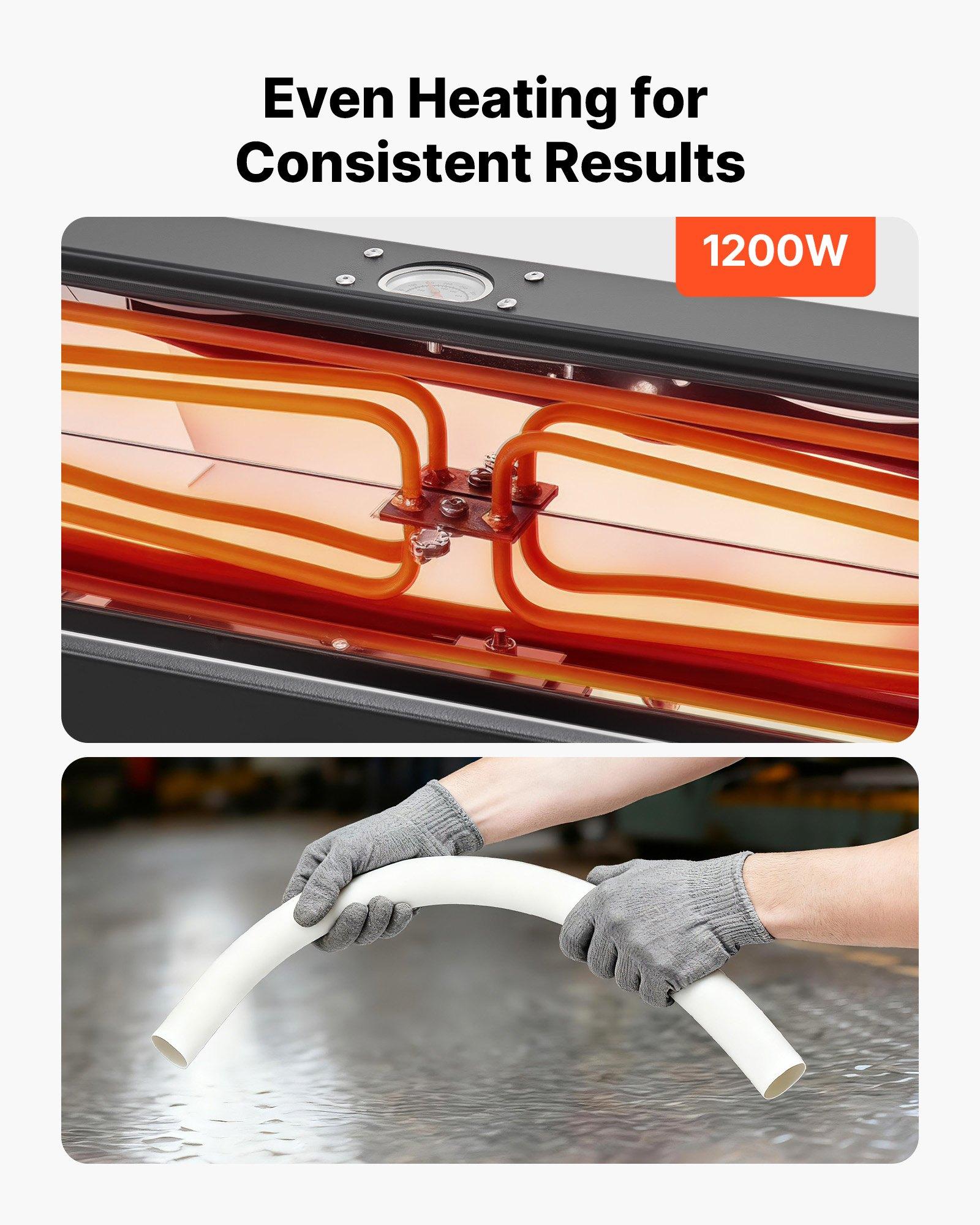 VEVOR Electric PVC Conduit Heater, 1/2" to 2", 1200W Rapid and Even Heating, PVC Bender Heater Pipe Bending Tool with Carrying Handle, Easy to Use, for Construction Crews, DIY Enthusiasts, Workshop