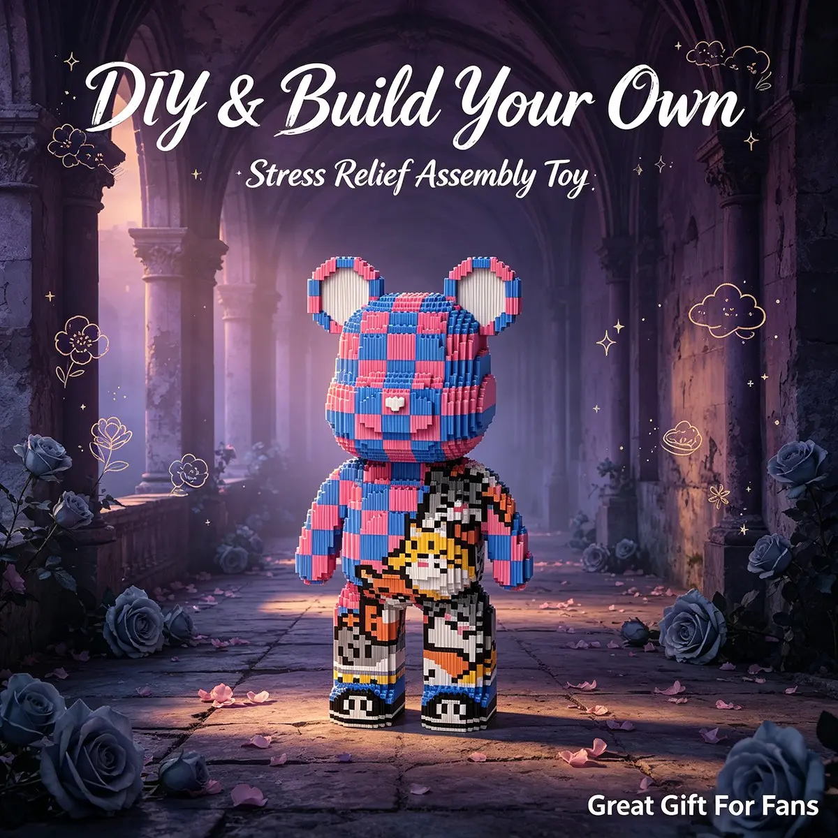 3D Puzzle Bear Building Blocks, Home Office Decor, Party Decoration, Ideal Gift, Handmade Craft, Fine Carving, Lightweight Statue