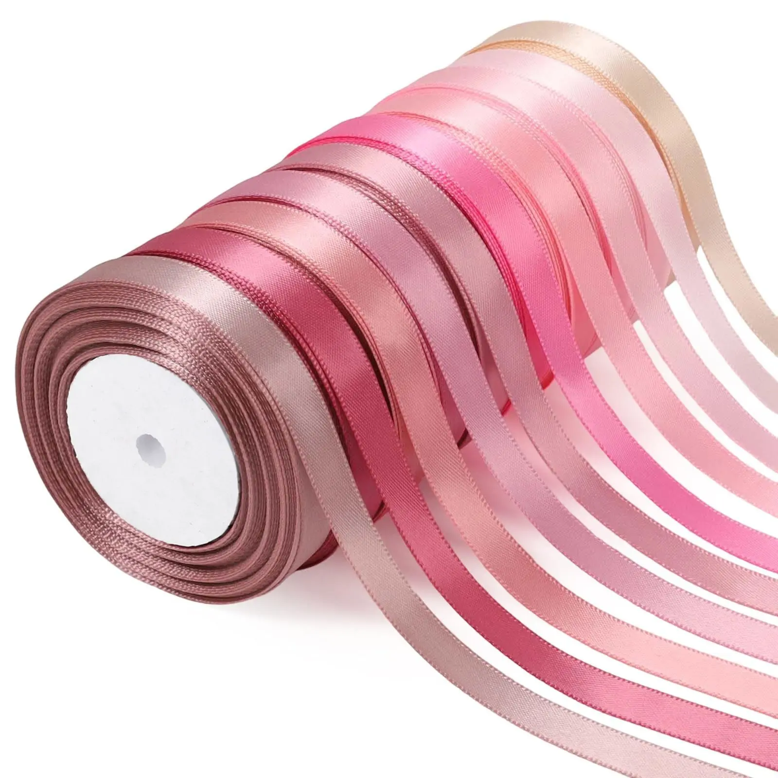 Series Ribbon Set, 3/8 Inch Double-Sided Satin Ribbons, 10 Rolls, 240 Yards, Ideal for Crafts, Weddings, Baby Baptisms, Gift Wrapping, Invitations