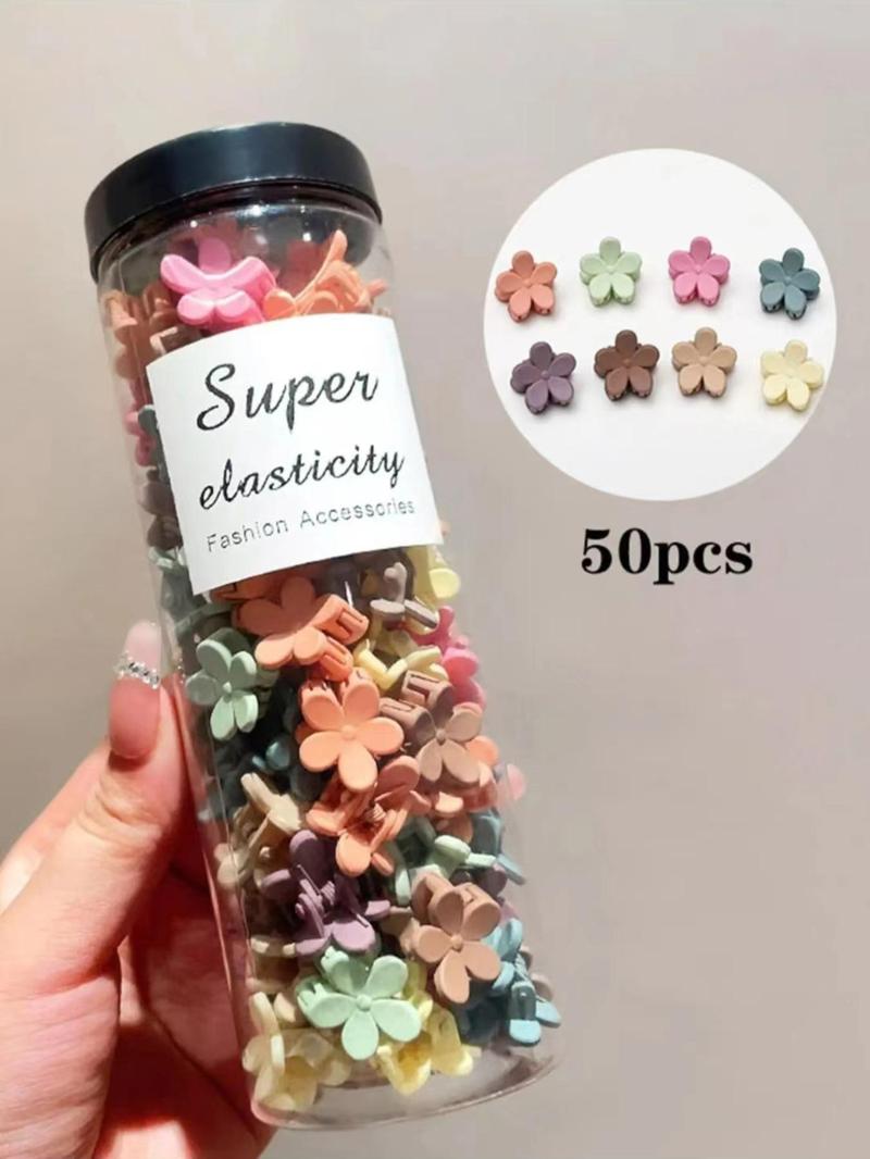 Cute Flower Design Hair Claw for Women, 50pcs Fashion All-match Hair Accessories, Minimalist Headwear Suitable for Hair, Fashion Hair Accessories for Party, Daily Clothing Decor, Flower Hair Clip