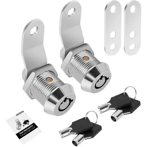 2 Pack 5/8 Inch Keyed Alike Cam Locks, Zinc Alloy Tool Box Lock Replacement with Keys & Manual, for Cabinet Mailbox RV Storage Door