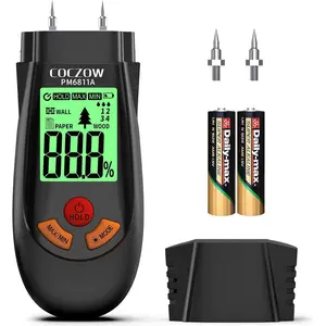 Wood Moisture Meter With Battery and LCD Display, Suitable for Quick Testing Moisture Content of Logs Paper Plywood Plaster Walls Floor Coverings Etc.