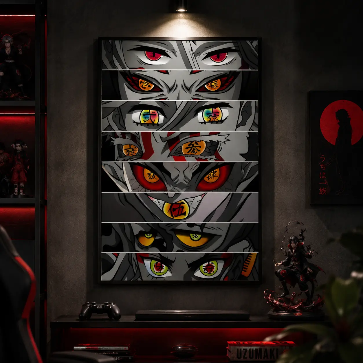 Demon Slayer Upper Moon Anime Poster, Mystical Eyes of Power Print Kimetsu No Yaiba Anime Posters, Canvas Wall Art Print, Japanese Anime Room Decor for Bedroom Dorm Gaming Room Office, Manga Wall Art Gift for Anime Fans