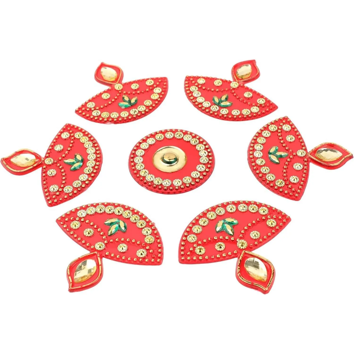 Designer Reusable Small Acrylic Floor Rangoli Diya Home Decor Gift for Indian Traditional Festival New Year Home Interior Decoration Return Gift 7 Inch Red
