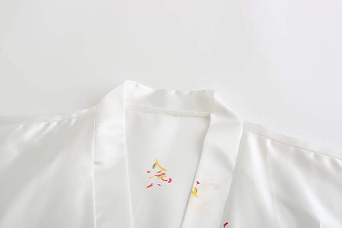 Silk Satin Wedding Bride Bridesmaid Robe Floral Bathrobe Short Kimono Robe Night Robe Bath Robe Fashion Dressing Gown For Women