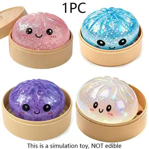 Glitter Dumpling & Rui Rui Squishy Fidget Toy, Soft TPR Squeeze Toy with Mini Steamer Basket, Cute Desktop Decor, Summer Holiday Gift for Kids & Fidget Lovers #SummerWins #DealsForYouDays