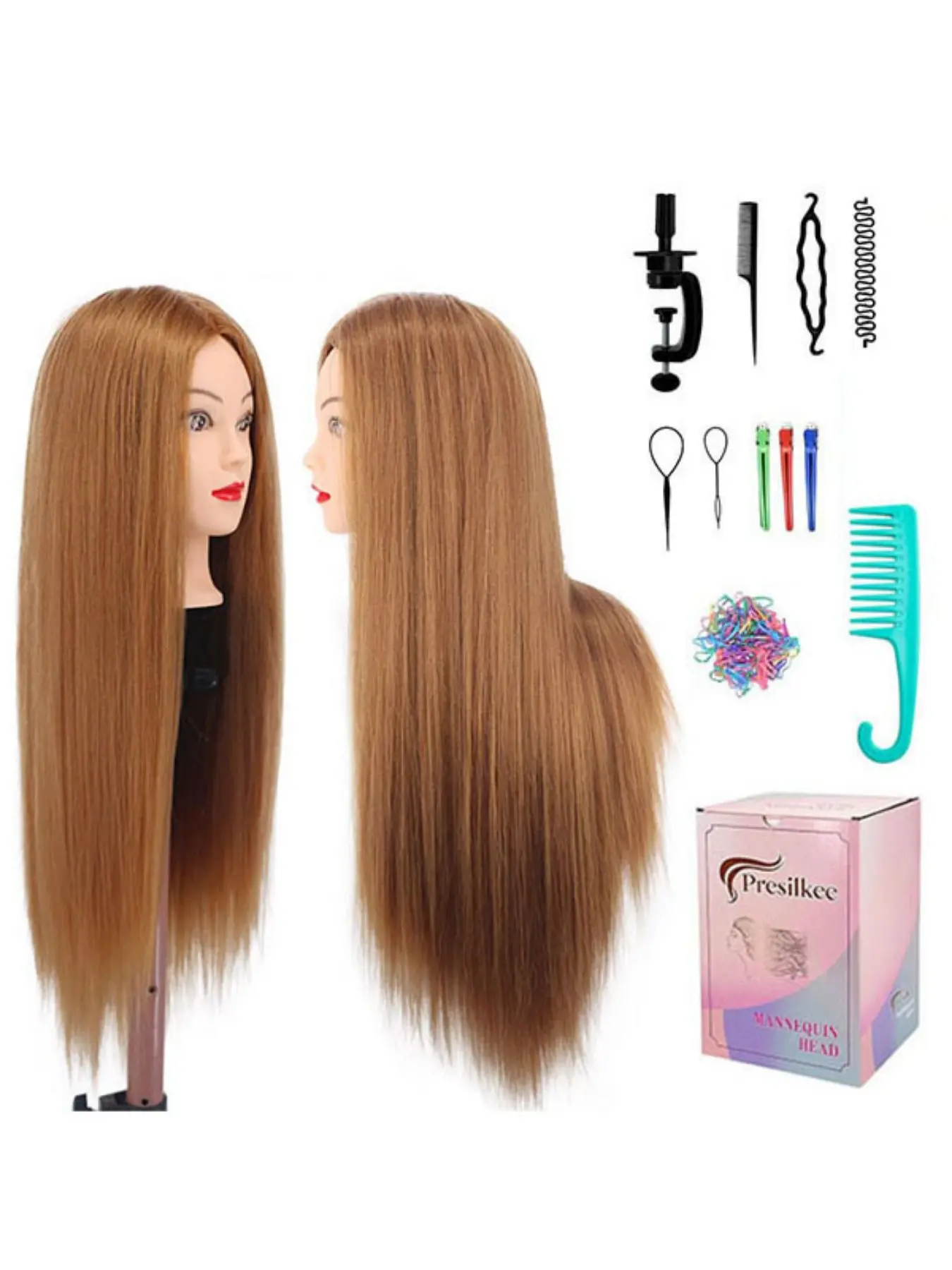 66cm Hairstyling Mannequin Head with Synthetic Hair, Realistic Braiding Practice Doll for Salon, Beauty School, Home Use, Durable Construction, Braid Hairstyles