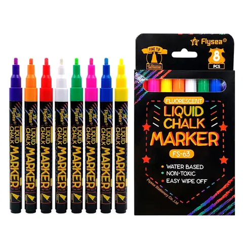 Liquid Chalk Marker Pen, 8/12pcs Washable & Dry Erase Marker Pen, Liquid Chalk Markers Erasable, Multi-purpose Markers for Chalkboard, Whiteboard, Glass Window, Summer Gifts