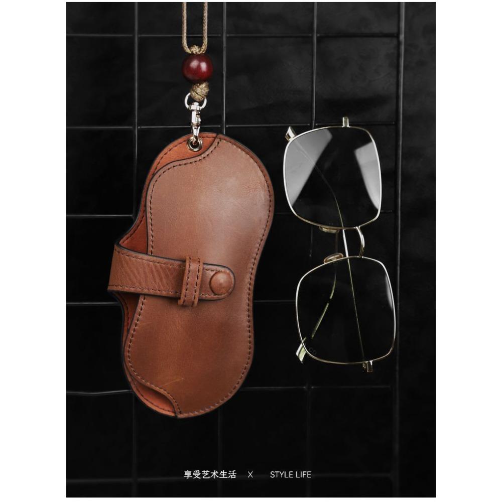 Vintage Leather Sunglasses Case – Portable Soft Glasses Pouch for Men & Women, Protective Eyewear Storage