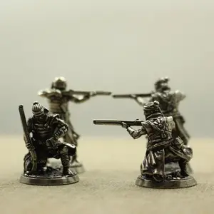 1PC Pure Copper Japanese Shogunate Samurai Ancient Soldier Musketeer Toy Model Table Games Car Decoration Figure