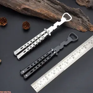 2026 Hot Sale Butterfly Bottle Opener Unbladed Butterfly Knife Training Knife Multifunctional Folding Bottle Opener Shaking Knife Practice Tool