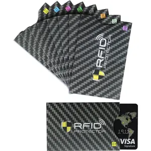 Set of 8 RFID Blocking Credit Card Protector Sleeves Identity Theft Protection Smart Slim Design Fits Wallet/Purse for Men & Women Black