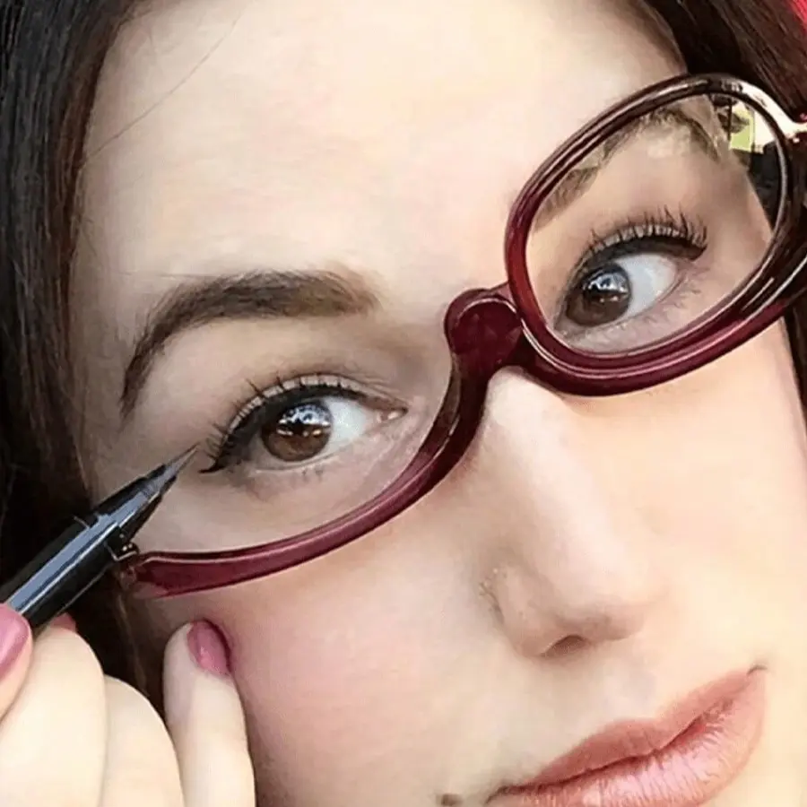 Women's Multifunctional Foldable Magnifying Glasses, Rotating Makeup Mirror, Universal Cosmetic Eyewear, Cat Eye Frame, Lens Accessories