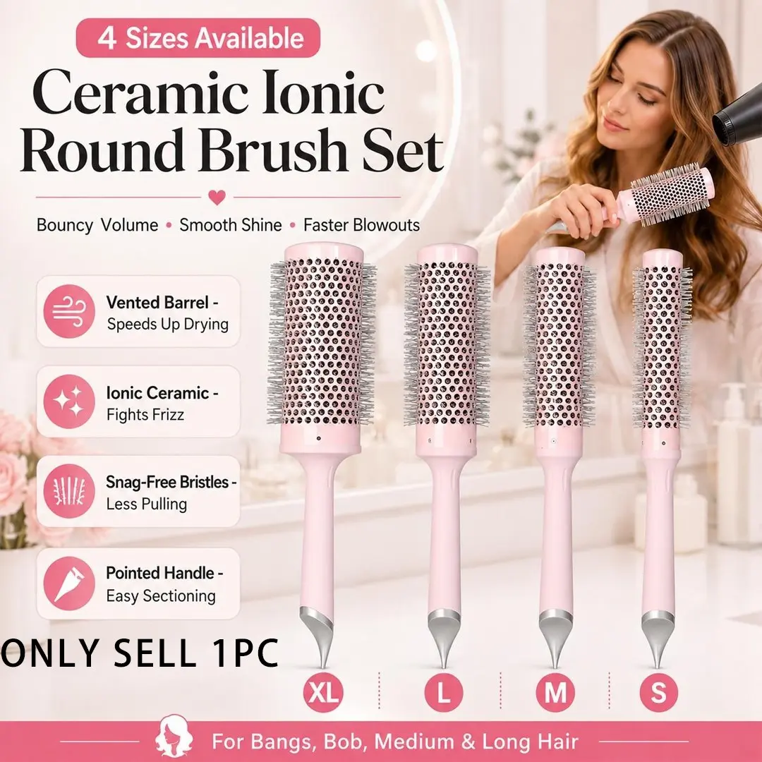 Ceramic Ionic Round Brush, 4 Sizes for Smooth, Shiny Blowouts, Added Volume, Faster Drying, Less Frizz and Easy Styling for All Hair Lengths, Hair Styling Tools