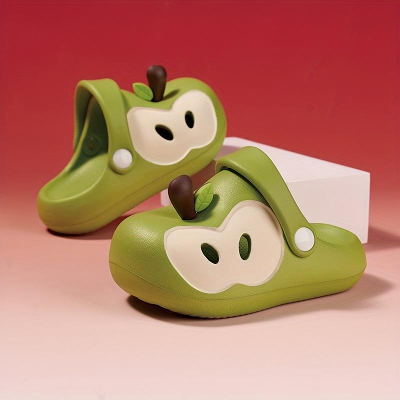 Children's Apple Clogs Summer Closed-Toe Cool Slippers for Boys and Girls, Toddlers, and Kids, Non-Slip Soft Sole Baby Beach Shoes, Cute Slippers for Middle and Older Toddlers