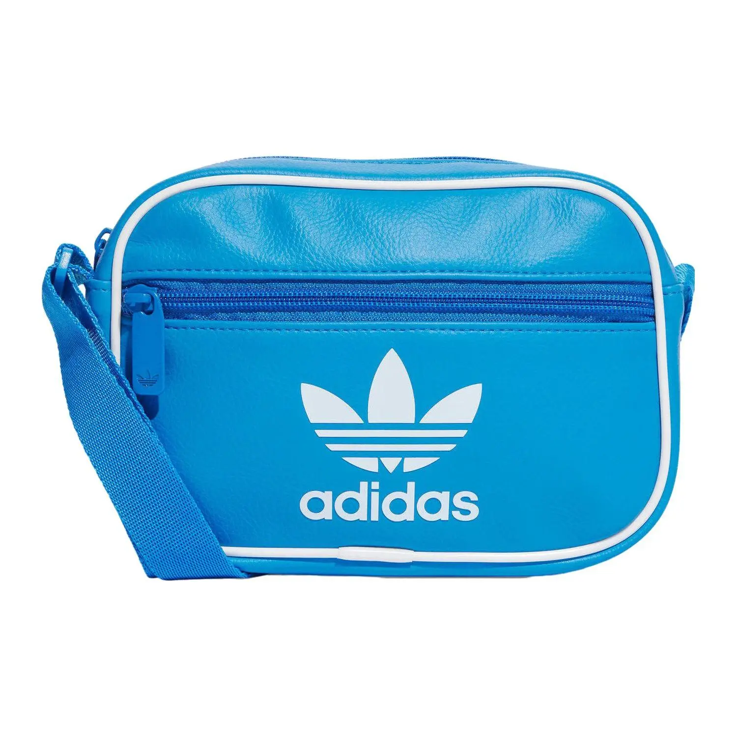 Adidas Originals Trefoil PU Crossbody Bag for Men and Women, Mini Style in Blue
