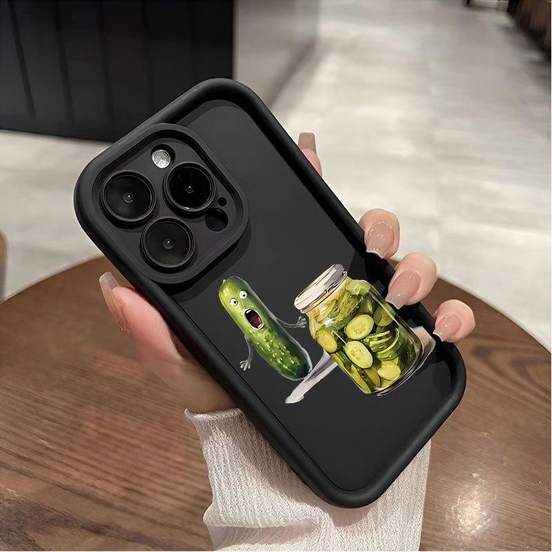 Phone case: Funny pickled cucumber creative pattern, new groove stepped mobile phone case, fun, simple and fashionable personality trend for men and women suitable for iPhone 17 E Air Pro ProMax iPhone16 15 14 Plus 13 12 Mini 11 X XS XR
