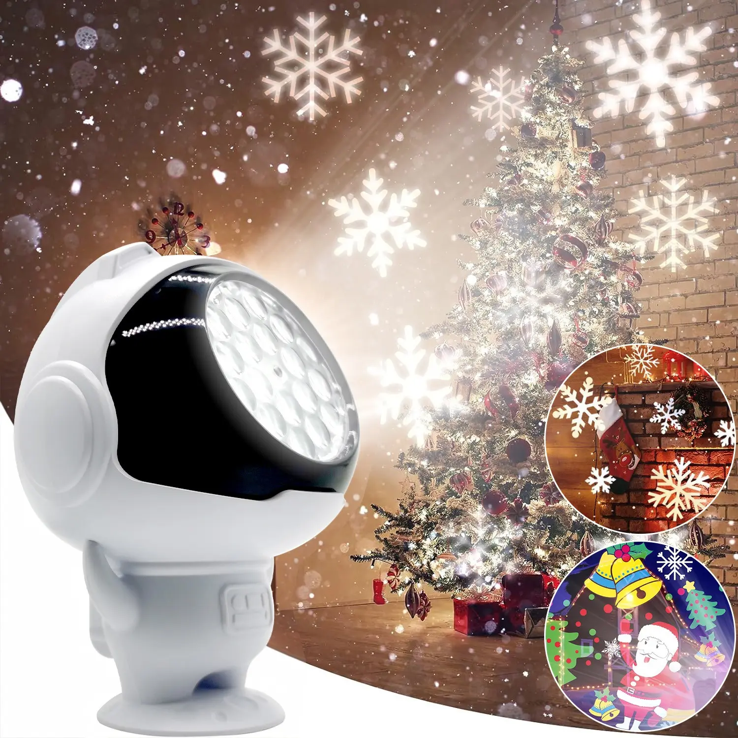 LED Festival Pattern Projector Lamp, Snowflake and Christmas Pattern 5VUSB LED Holiday Decorative Light, Office Desktop Decoration Nightlight, Single Pack