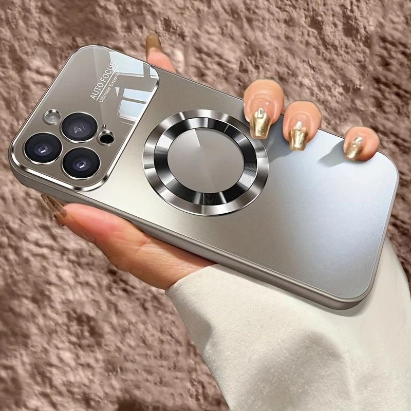 New large window instant 17 magnetic matte iPhone case - shockproof glass camera lens protection, with magnetic wireless charging function - suitable for iPhone 17 16 15 14 13 12 11 Pro Max Plus men's and women's protective cases Accessories Cover