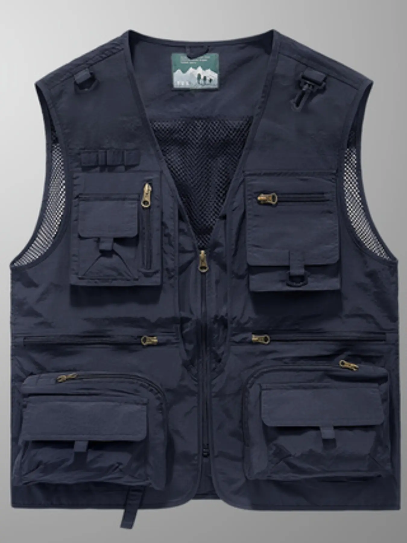 Men's V-Neck Mesh Hollow Out Outdoor Vest, Quick-Dry Lightweight Fabric, Multi-Layer Zip Pockets, Fishing Hiking Photography Workwear, 8 Colors